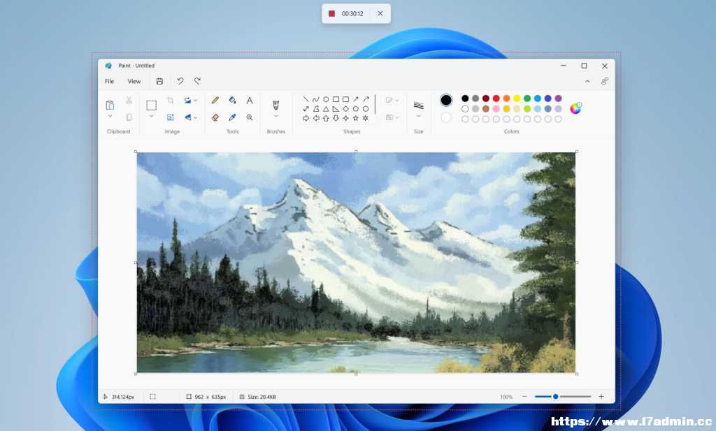 Snipping Tool screen recording session in progress.